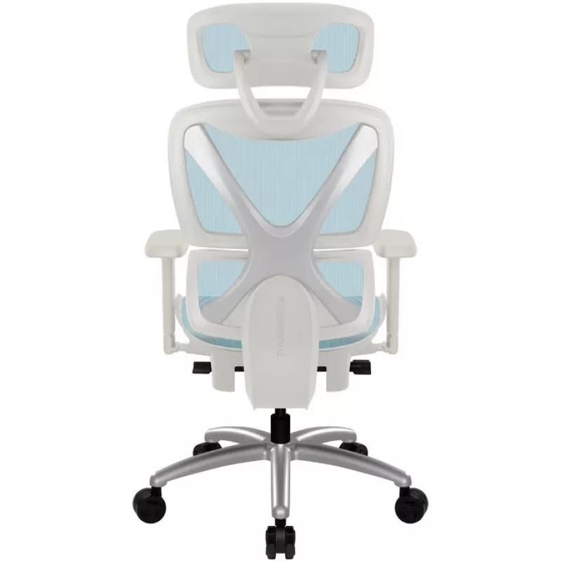 Silla de oficina ergonómica thunder x3 TEGC-3073102.B1 — Tapizado blanco y azul, reposabrazos ajustables, respaldo alto