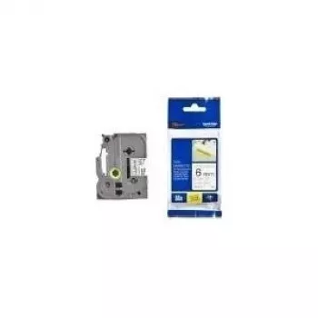 Cinta laminada brillante de alta adherencia Brother – 6 mm, negro/blanco cinta de impresora de etiquetas TZ