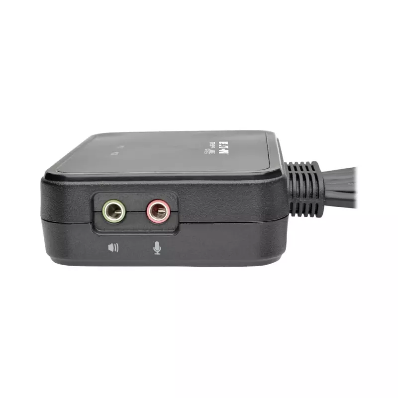 Eaton Tripp Lite series conmutador KVM USB/HD de 2 puertos con audio/vídeo, cables y uso compartido de periféricos USB - Conmutador KVM/audio/USB - 2 x KVM/audio/USB - 1 usuario local - Sobremesa