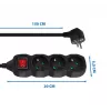 Alargador ESPERANZA ELK210K — cable 1,5 m, 3 tomas de corriente tipo E, conector en ángulo, interior, negro