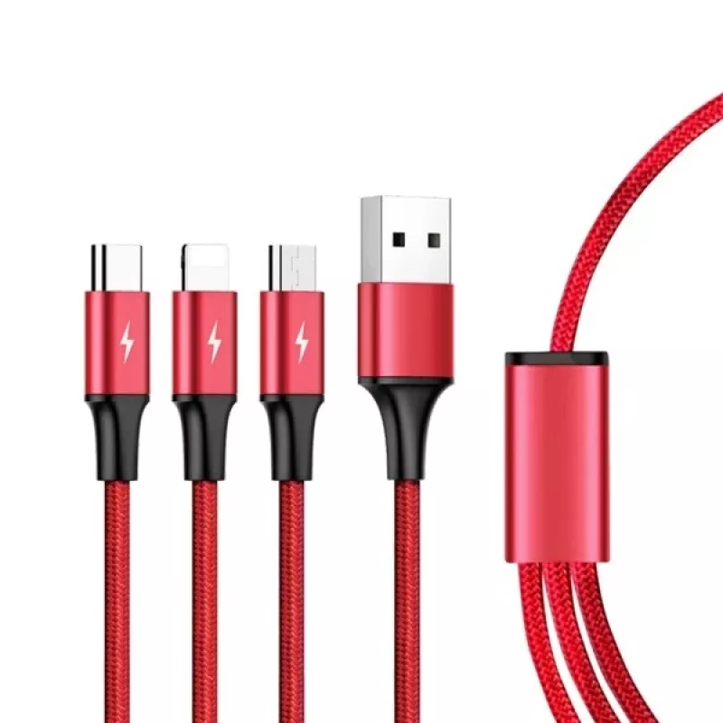 Cable UNITEK C4049RD USB 1,2 m USB A USB C/Micro-USB B/Lightning rojo