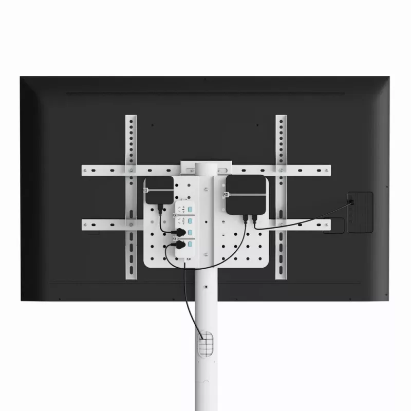 Soporte de TV de suelo GEMBIRD TVS-86TR-01-W para televisores de 37–86 pulgadas, blanco, giratorio e inclinable, VESA 200x200–600x400, carga máx. 50 kg