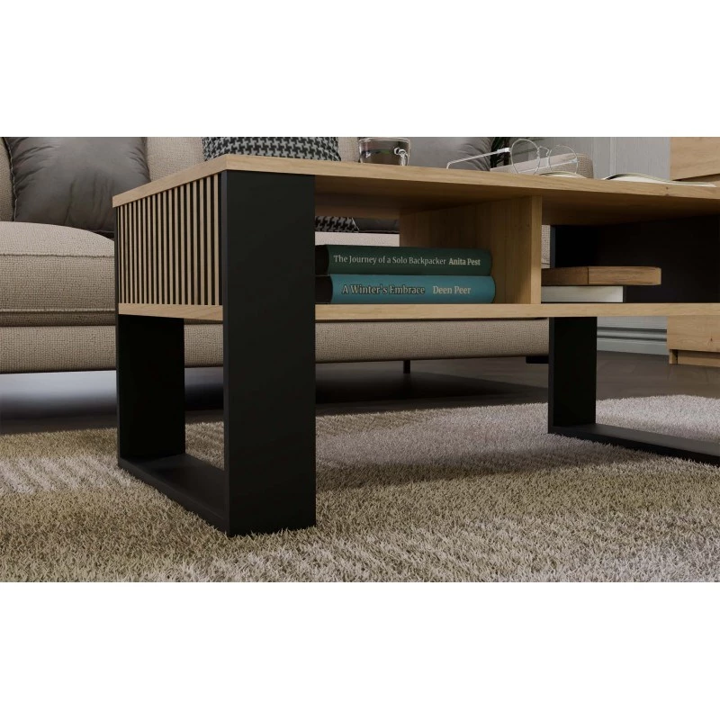 top e shop STOLIK KAWOWY ŁAWA MODERN 2P esbelta Roble Artisan lamas negras