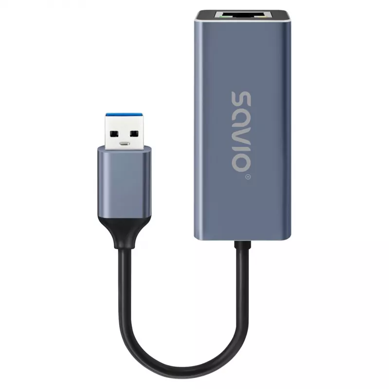 Adaptador de interfaz de red SAVIO AK-83 USB Type-A a RJ-45 macho, 5 Gbit/s, negro