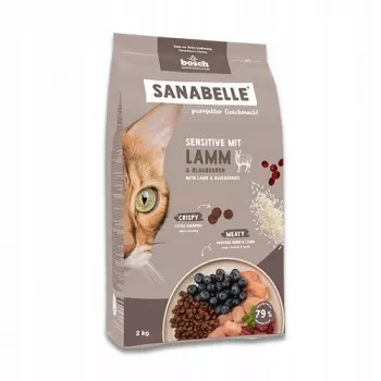 Pienso seco para gatos Bosch Sanabelle Life Sensitive — cordero y arándanos, 8 kg, gatos adultos, sin cereales, 31% proteína