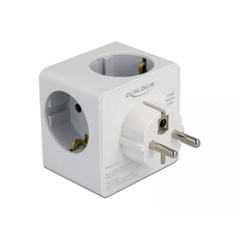 Adaptador de enchufe tipo F DeLOCK 11496 2 puertos USB 5 V 2,4 A 3 A