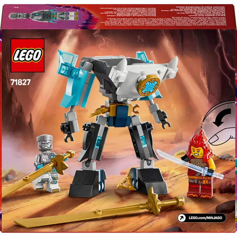 LEGO NINJAGO Set 71827 Mech traje de combate de Zane, 92 piezas, 2 minifiguras, altura 100 mm, edad 6+