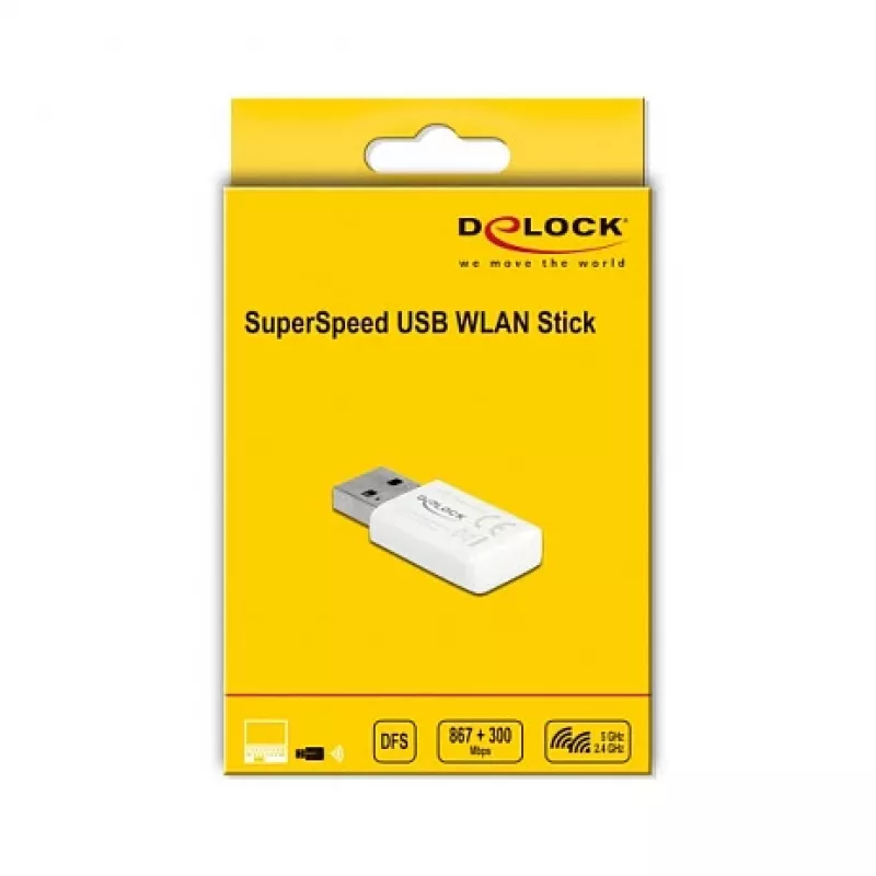 Tarjeta de red WLAN DeLOCK 12770 USB 5000 Mbit/s inalámbrica blanco