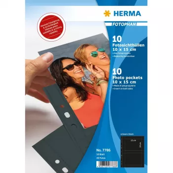 Fundas para fotos HERMA Fotophan 10x15 cm Horizontal negro 10 uds.