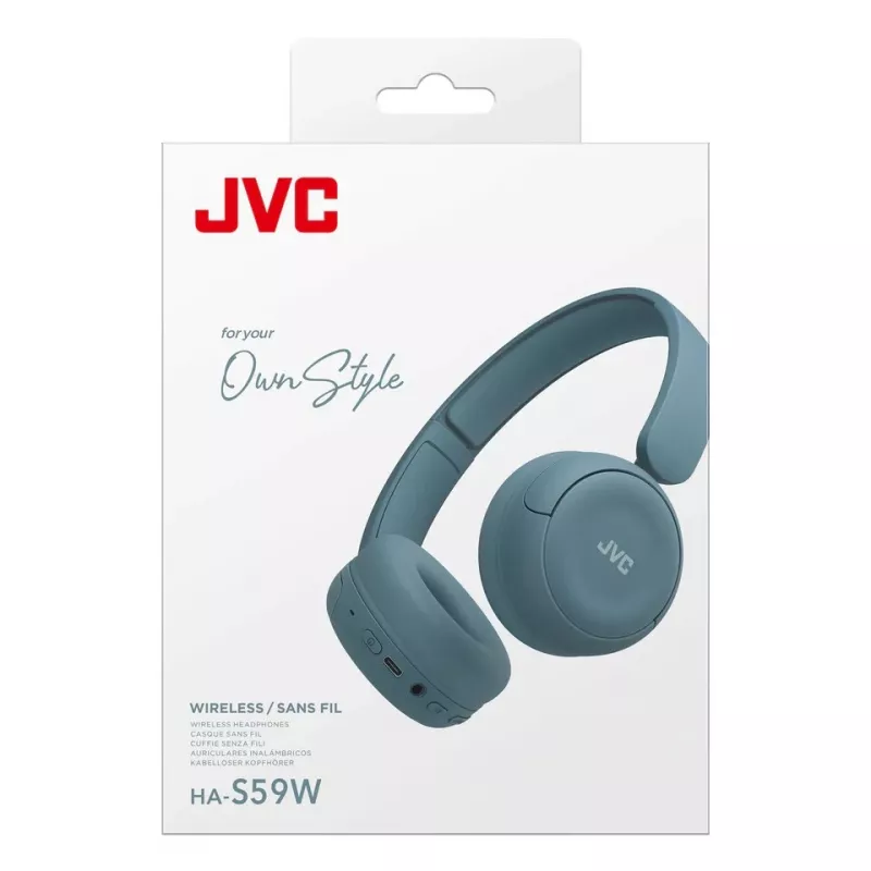 Auriculares JVC HA-S59W — con cable e inalámbricos Bluetooth, supraaurales, diadema, 20–20000 Hz, cable de 1,2 m, azul