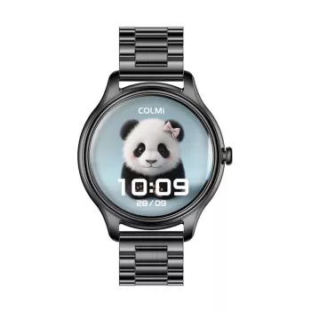 Smartwatch Colmi L28 con caja negra y correa de acero inoxidable negra