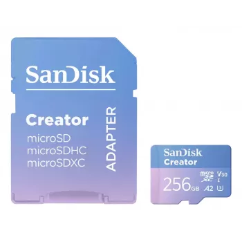 SanDisk Creator tarjeta de memoria microSD 256 GB, altas velocidades de transferencia de hasta 190 MB/s