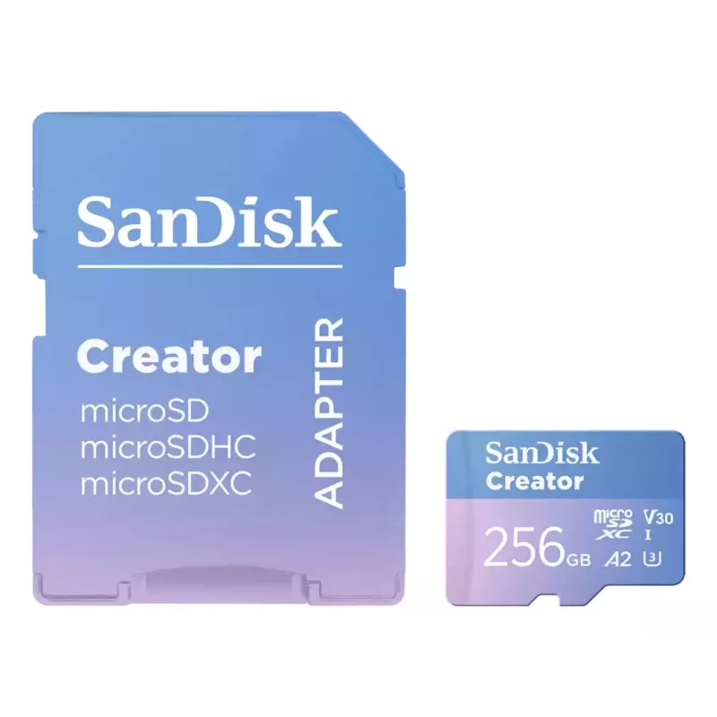 SanDisk Creator tarjeta de memoria microSD 256 GB, altas velocidades de transferencia de hasta 190 MB/s