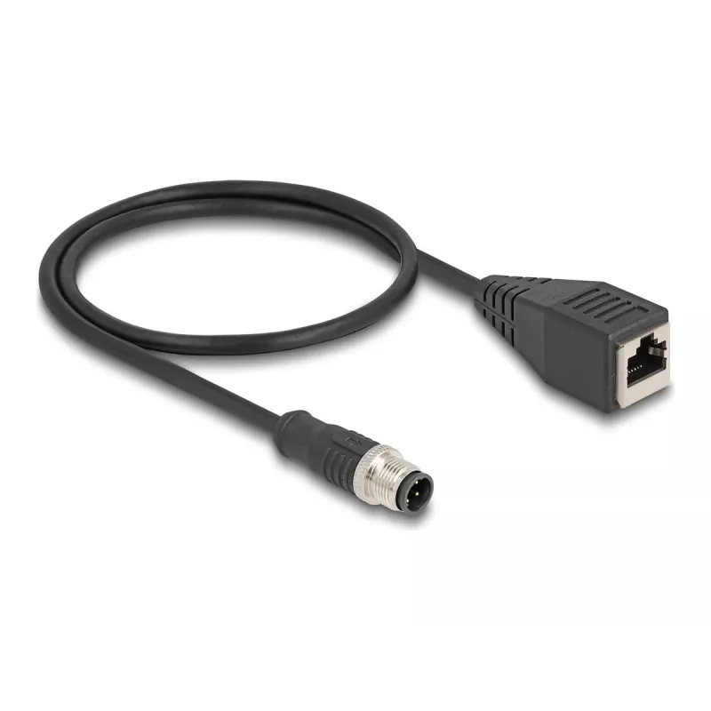 Cable adaptador DeLOCK M12 codificación D de 4 pines conector macho a RJ45 conector hembra 50 cm