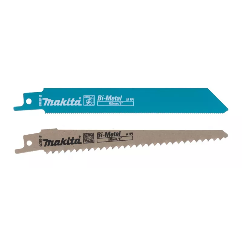 Makita DJR187Z sierra de sable a batería, 18 V Li-Ion, carrera de 32 mm, 2.300–3.000 carreras/min, sin batería, negro/azul