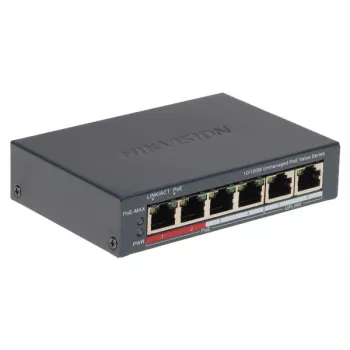 Switch de red Hikvision DS-3E0106P-E/M(B) — switch Ethernet PoE de 6 puertos