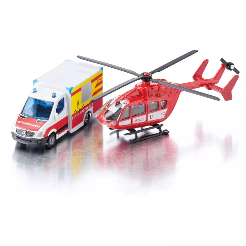 Conjunto de juguetes Usorteret Siku Mercedes-Benz ambulancia y helicóptero set de modelos