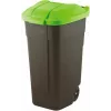 Cubo de basura Curver 214125, 110 L, rectangular, plástico, negro, verde