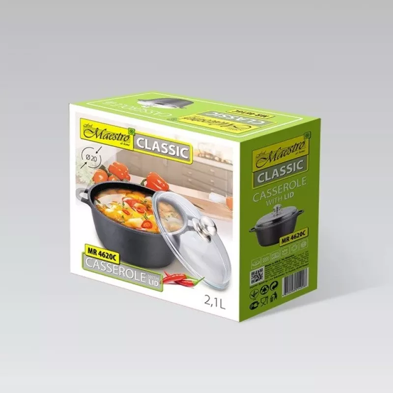 Olla con tapa Maestro MR-4620C 20 cm 2,1 l Negra