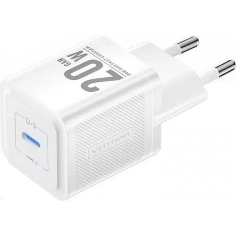 Cargador móvil Vention FEPW0-EU – cargador de CA de interior USB-C de 20W para smartphone, tablet, smartwatch, auriculares, blanco