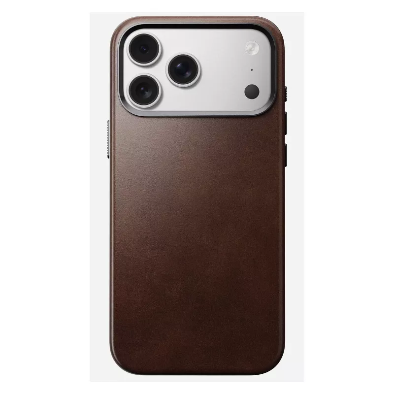 Funda para móvil Nomad Traditional Leather Case para iPhone 17 Pro Max, cuero/aluminio/microfibra, compatible con 6,9 pulgadas (marrón)