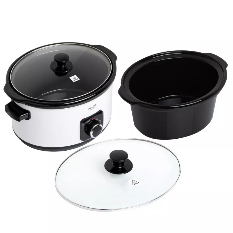 Adler AD 6413r Olla de cocción lenta, 5,8L, Blanco
