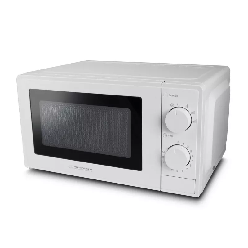 Esperanza ESTOFADO EKO011W microondas solo, de sobremesa, 20 l, 700 W, 5 niveles de potencia, plato giratorio de 24,5 cm, blanco