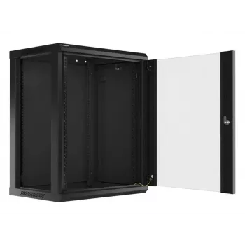 Armario de instalación de pared Lanberg 19'' 15U 600x450mm negro (puerta de cristal)