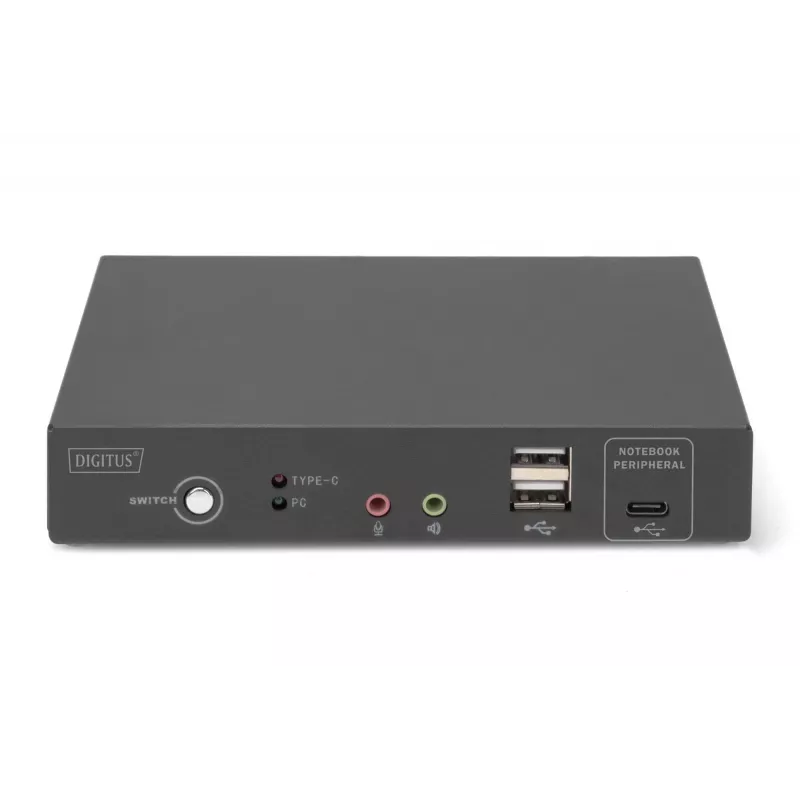 DIGITUS DS-12901 - Conmutador KVM/audio/USB - 4K 30 Hz, entrada USB-C/USB/HDMI, salida HDMI, red