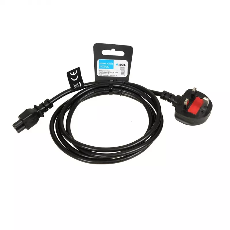 Cable de alimentación IBOX Clover VDE 1,8 m con conector macho UK