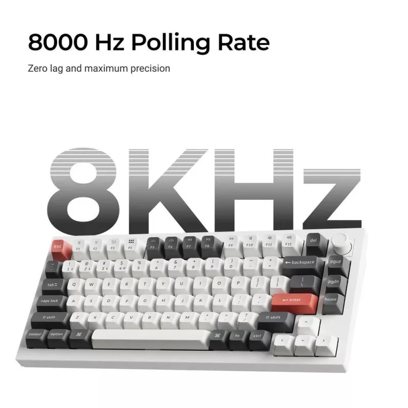 Teclado mecánico Keychron Q1 Ultra 8K — formato 75%, USB + RF inalámbrico + Bluetooth, RGB LED, negro
