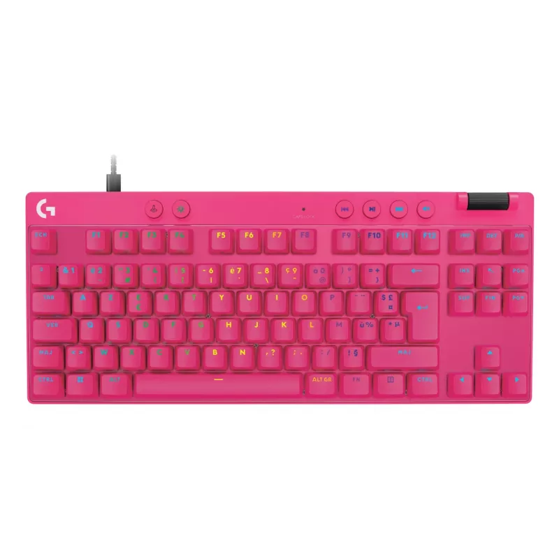 Teclado gaming Logitech G 920-013249 USB AZERTY francés rosa Tenkeyless