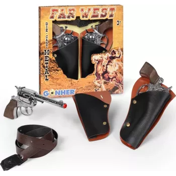 Set de pistolas de juguete Pulio 155148/0 — 2 pistolas revólver con cinturón