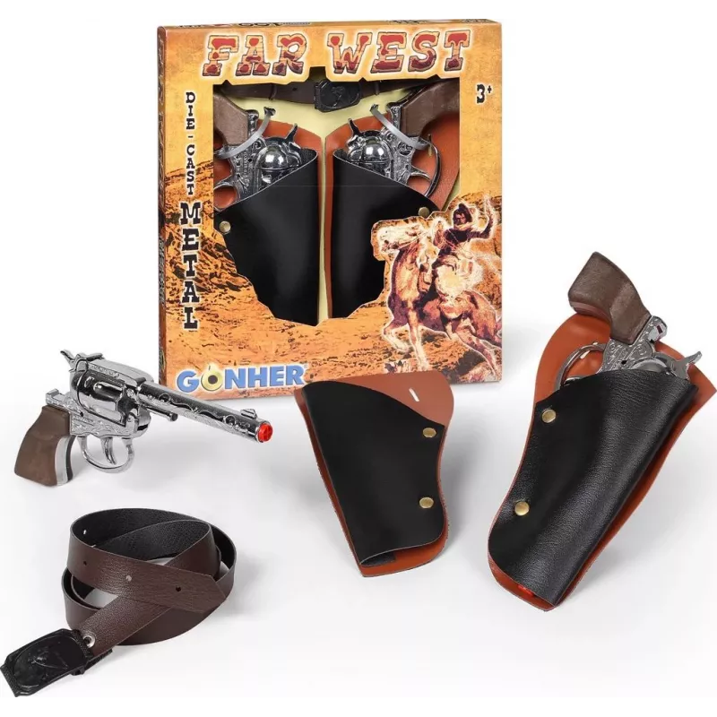 Set de pistolas de juguete Pulio 155148/0 — 2 pistolas revólver con cinturón