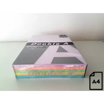 Papel de color Double A, 80 g, A4, 500 hojas, Rainbow 3, 5 colores