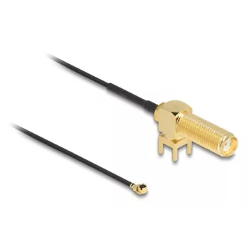 Cable de antena DeLOCK SMA 90° conector hembra PCB cable coaxial blindado 0,15 m I-PEX MHF1 negro dorado