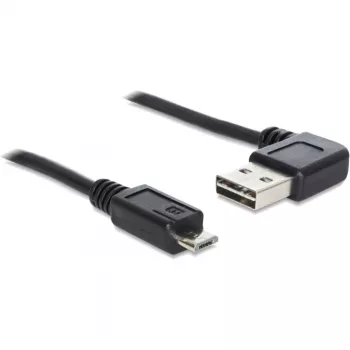 Delock Easy - Cable USB - USB (M) en ángulo izquierda/derecha, reversible a Micro-USB Type-B (M) recto - USB2.0 - 50 cm - Negro (85163)