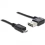 Delock Easy - Cable USB - USB (M) en ángulo izquierda/derecha, reversible a Micro-USB Type-B (M) recto - USB2.0 - 50 cm - Negro (85163)