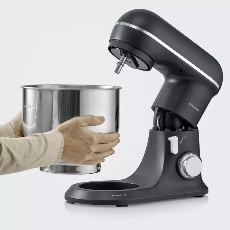 Robot de cocina SEVERIN KM 3899 — 1200 W, bol de acero inoxidable de 5,3 l, negro