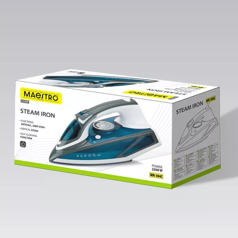 Plancha de vapor Maestro MR-304C, 2200 W, blanca/azul – plancha de vapor para uso doméstico