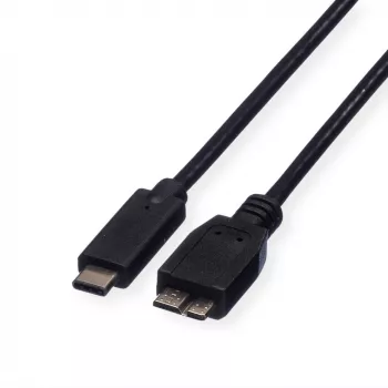 ROLINE - Cable USB - Micro-USB 3.0 Tipo B (M) a USB Tipo C (M) - 1 m - Negro (11.02.9006)
