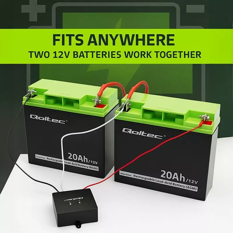 Ecualizador de tensión de batería QOLTEC 51097 para baterías de 24V (2×12V), corriente de ecualización 5A