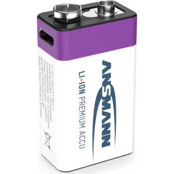 Ansmann ANS 1315-0005 - Batería de Li-Ion 9V bloque 340 mAh 9 V pack de 1 - Batería recargable