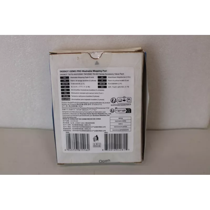 Ecovacs D-CC03-2115SO mopas lavables, 3 uds., embalaje dañado