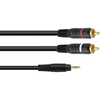 Cable adaptador de audio Omnitronic jack de 3,5 mm a 2×RCA, 3 m (modelo 30225149)