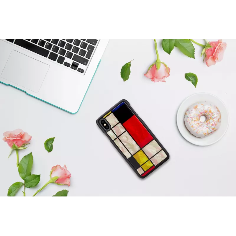 Funda para smartphone iKins para iPhone XS Max Mondrian negra – cubierta protectora, carcasa rígida