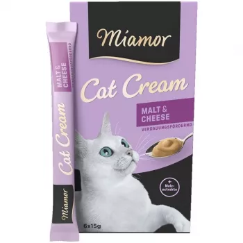 MIAMOR crema para gatos malta y queso - snack para gatos - 6x15 g
