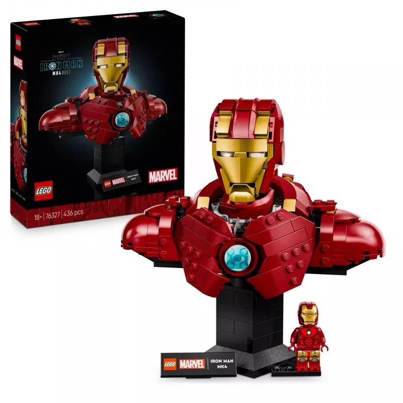 Set de construcción LEGO Marvel Super Heroes Iron Man MK4 modelo 3D, 436 piezas, incluye 1 minifigura, para 18+