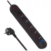 Regleta de enchufes MACLEAN MCE395 B — 5 enchufes, 3×USB, 110–240V AC, 2,1A USB, 2500W, cable de 1,5 m, negra
