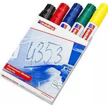 Edding 800 Rotulador permanente punta biselada Negro Azul Verde Rojo Amarillo 5 uds.